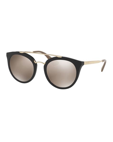 prada metal double bridge mirrored sunglasses|Mirrored Gradient Gold Lenses Prada Eyewear Collection .